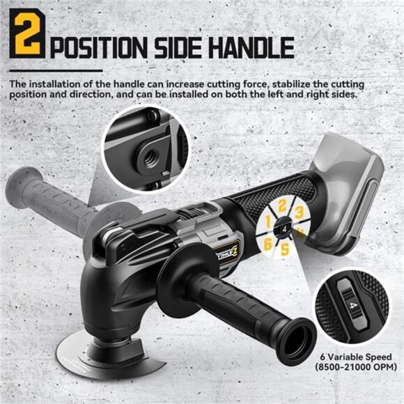 Cordless Oscillating Tool for Dewalt 20V Battery, 6 Variable Speed Brushless - Picture 6 of 7